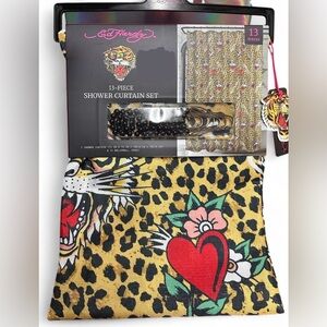 Ed Hardy 13 Piece Shoulder Curtain Set, leopard/cheetah print